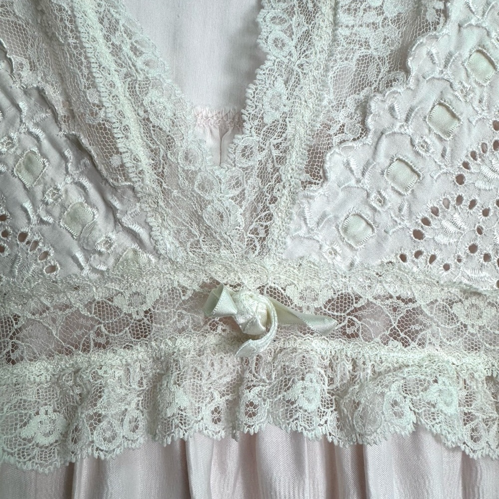 Vintage Christian Dior Lingerie Pale Pink Satin and Lace Nightgown - Picture 2 of 10